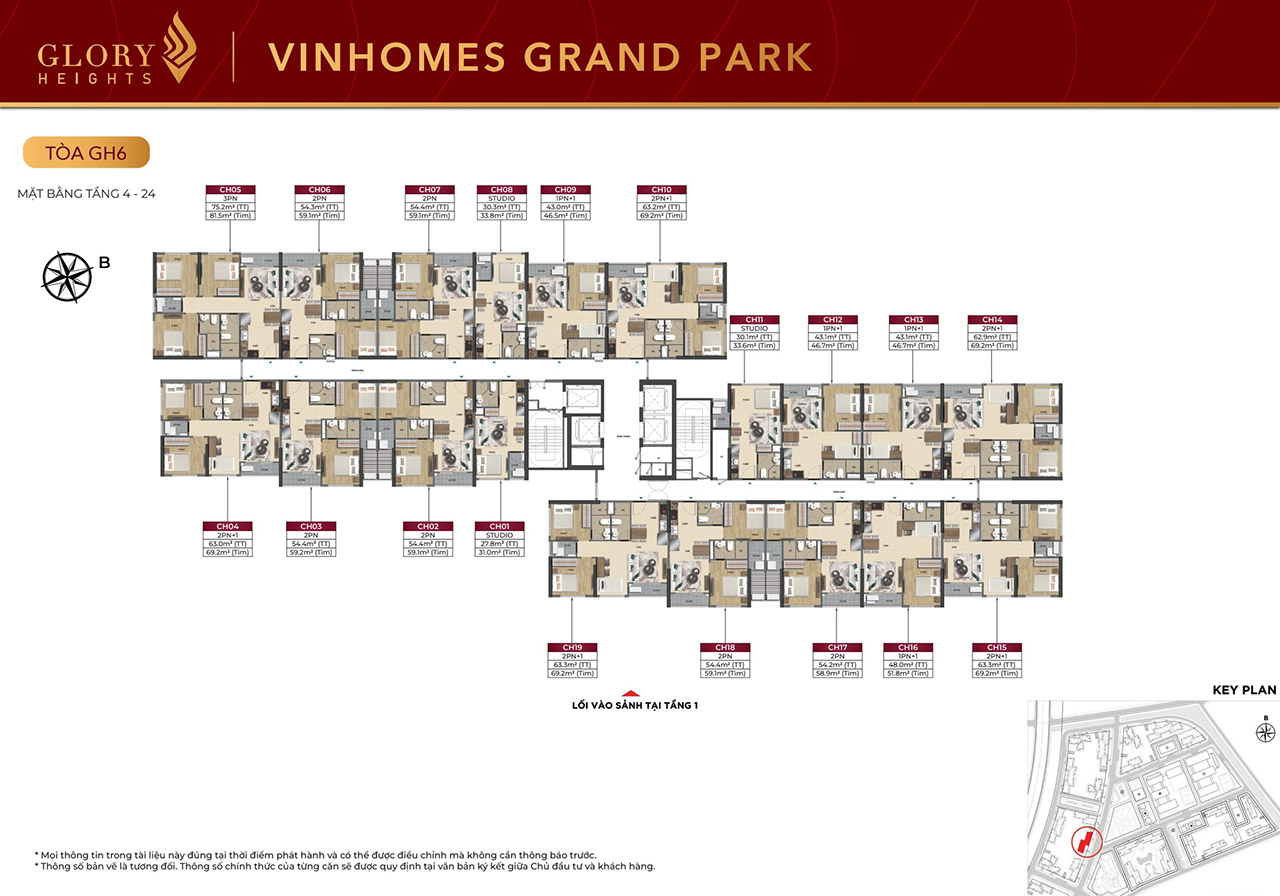 Mặt bằng chi tiết căn hộ Glory Heights Vinhomes Grand Park - 155