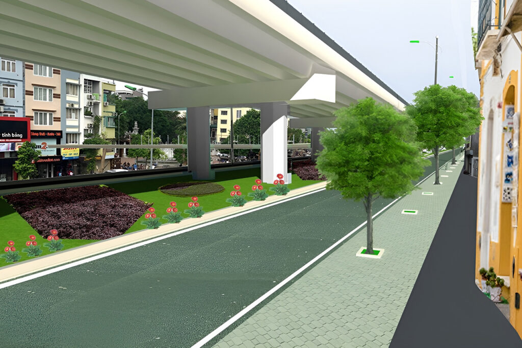 Phối cảnh mảng xanh dự án cầu - đường Nguyễn Khoái